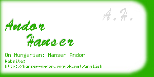 andor hanser business card